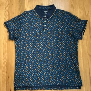 Bonobos Slim Fit Floral Print‎ Polo Shirt – Navy/Gold/Blue XL
